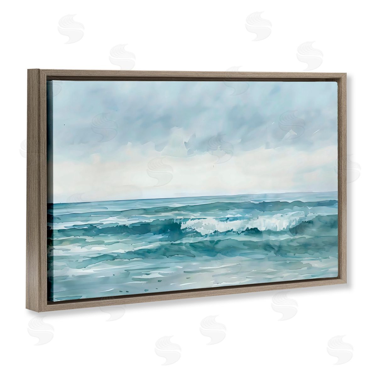 LSR Design Studio Dramatic Moody Shore Brown Floating Frame Canvas Art Print