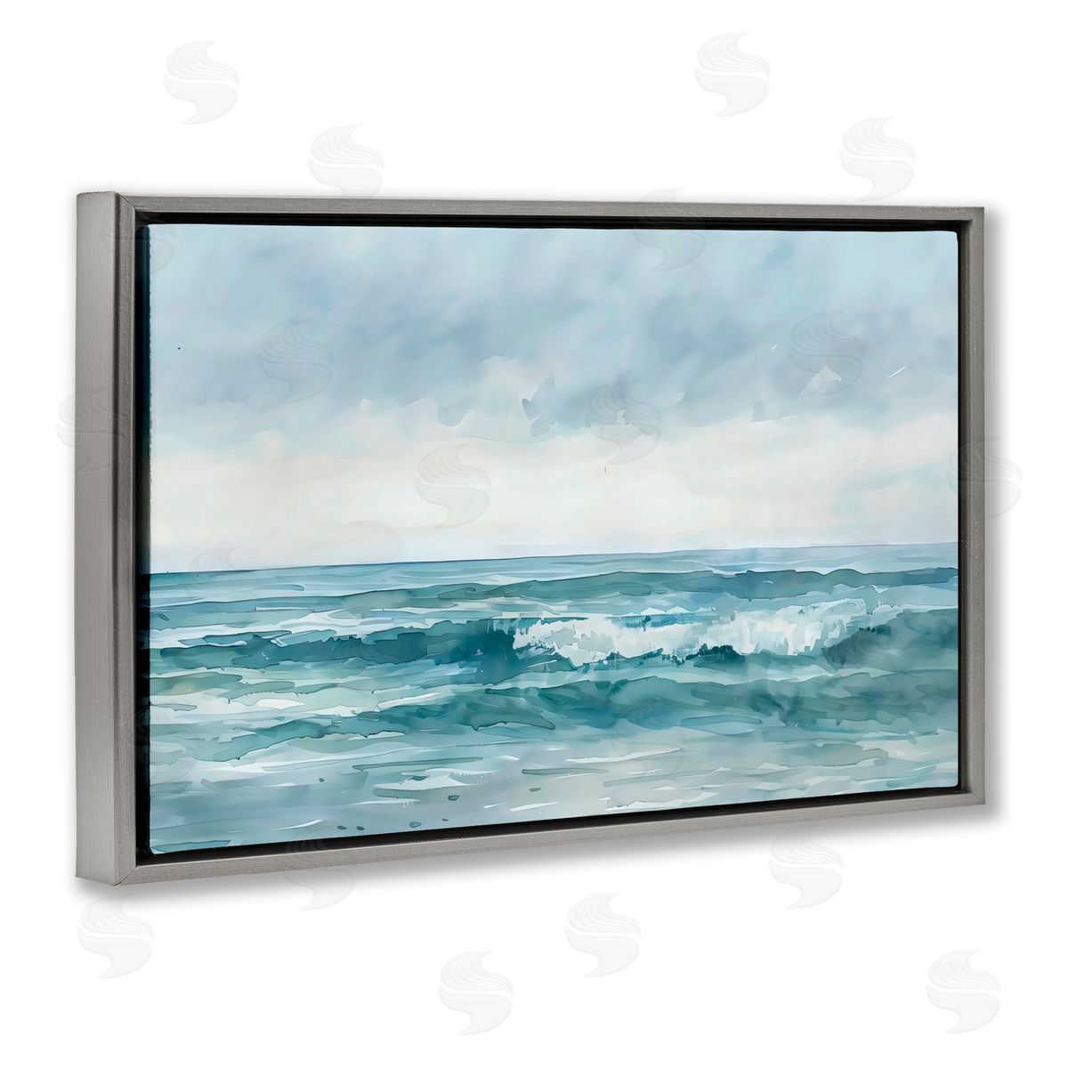 LSR Design Studio Dramatic Moody Shore Gray Floating Frame Canvas Art Print