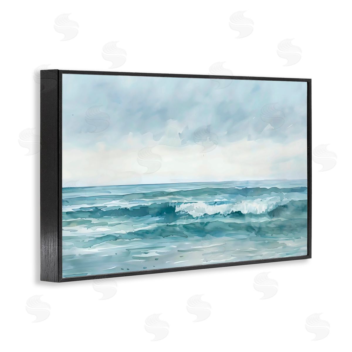 LSR Design Studio Dramatic Moody Shore Black Framed Giclee Art Print
