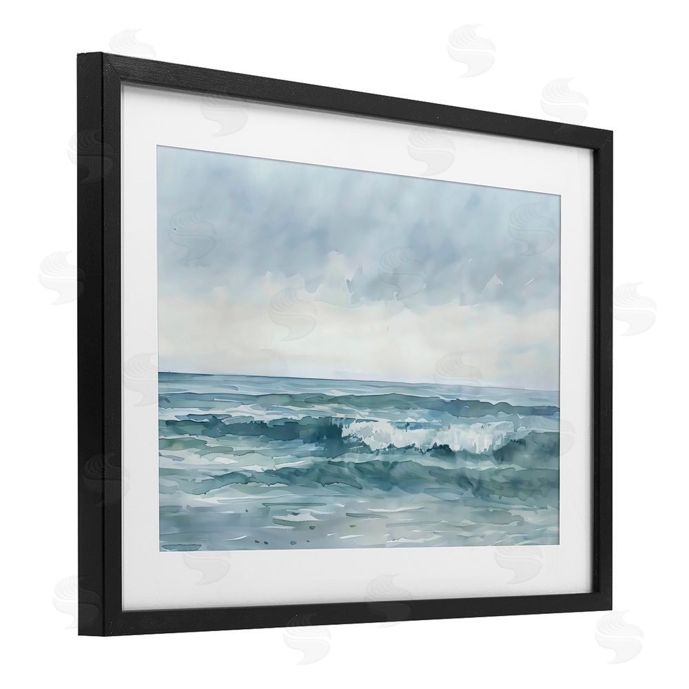 LSR Design Studio Dramatic Moody Shore Black Framed Print Under Glass Art