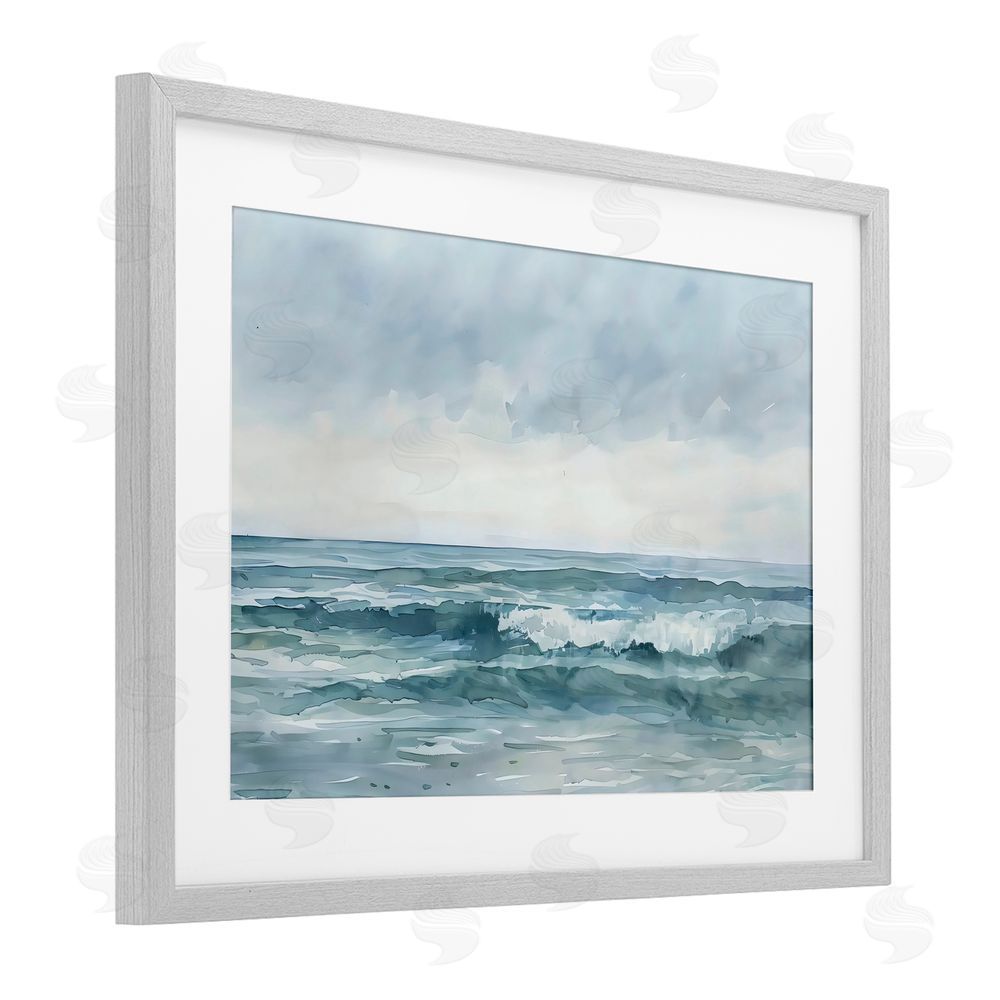LSR Design Studio Dramatic Moody Shore Gray Framed Print Under Glass Art