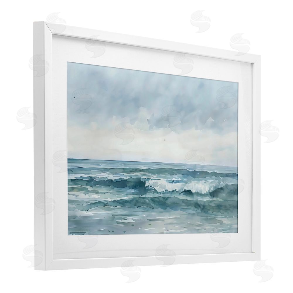 LSR Design Studio Dramatic Moody Shore White Framed Print Under Glass Art