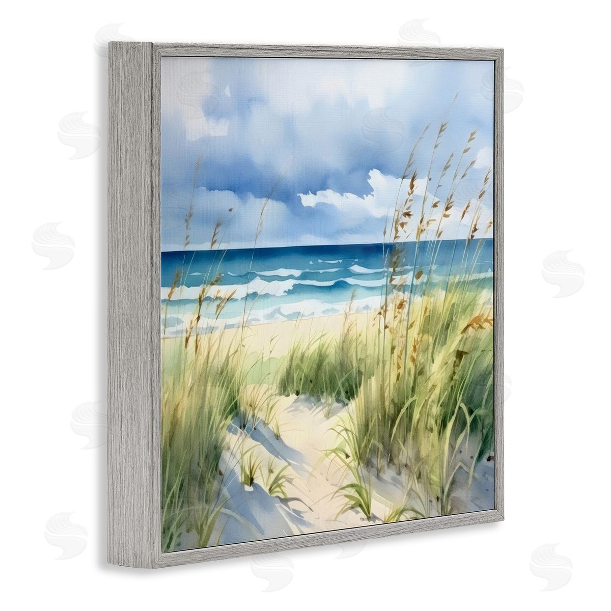 LSR Design Studio Serene Coast with Windblown Breeze Gray Framed Giclee Art Print
