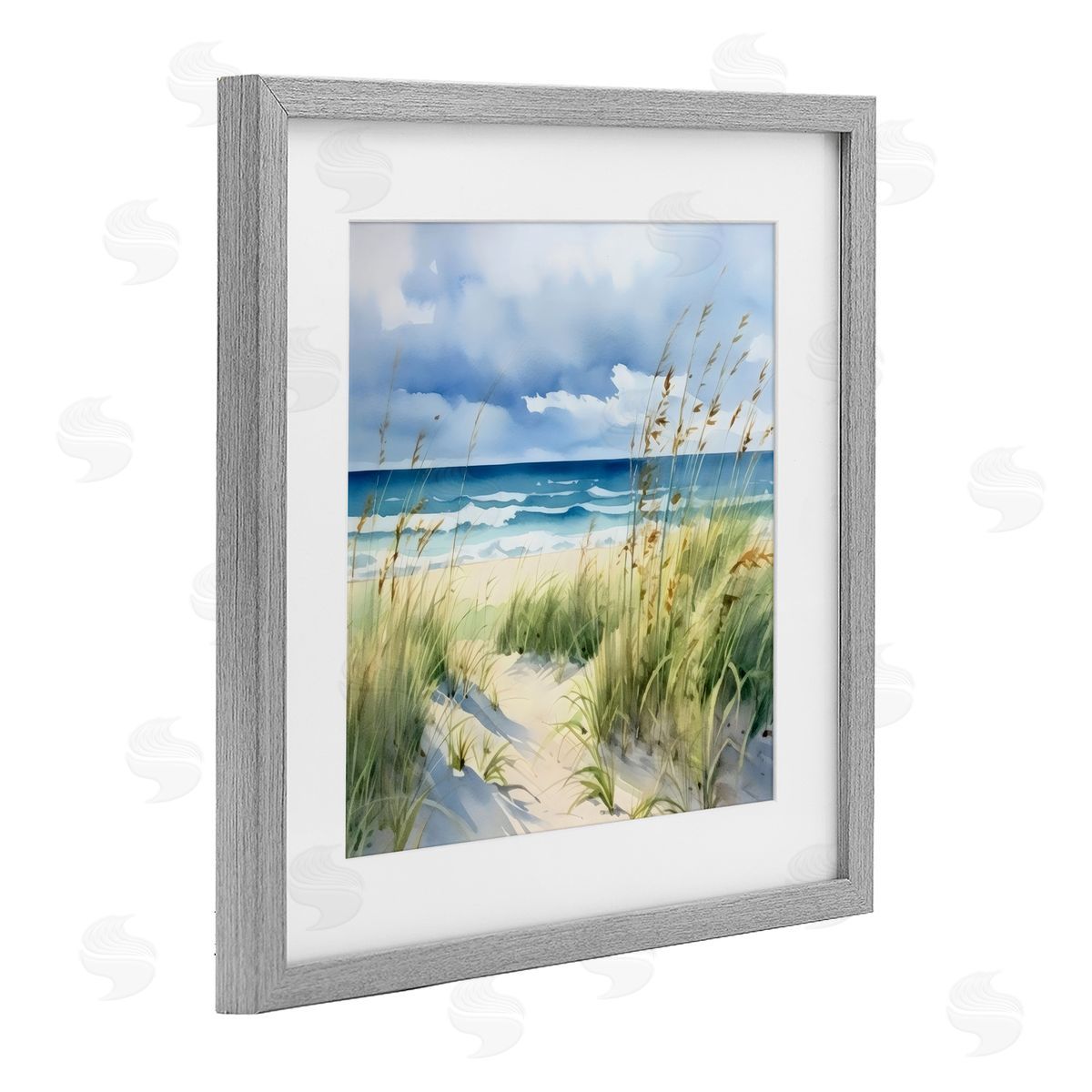 LSR Design Studio Serene Coast with Windblown Breeze Gray Framed Print Under Glass Art