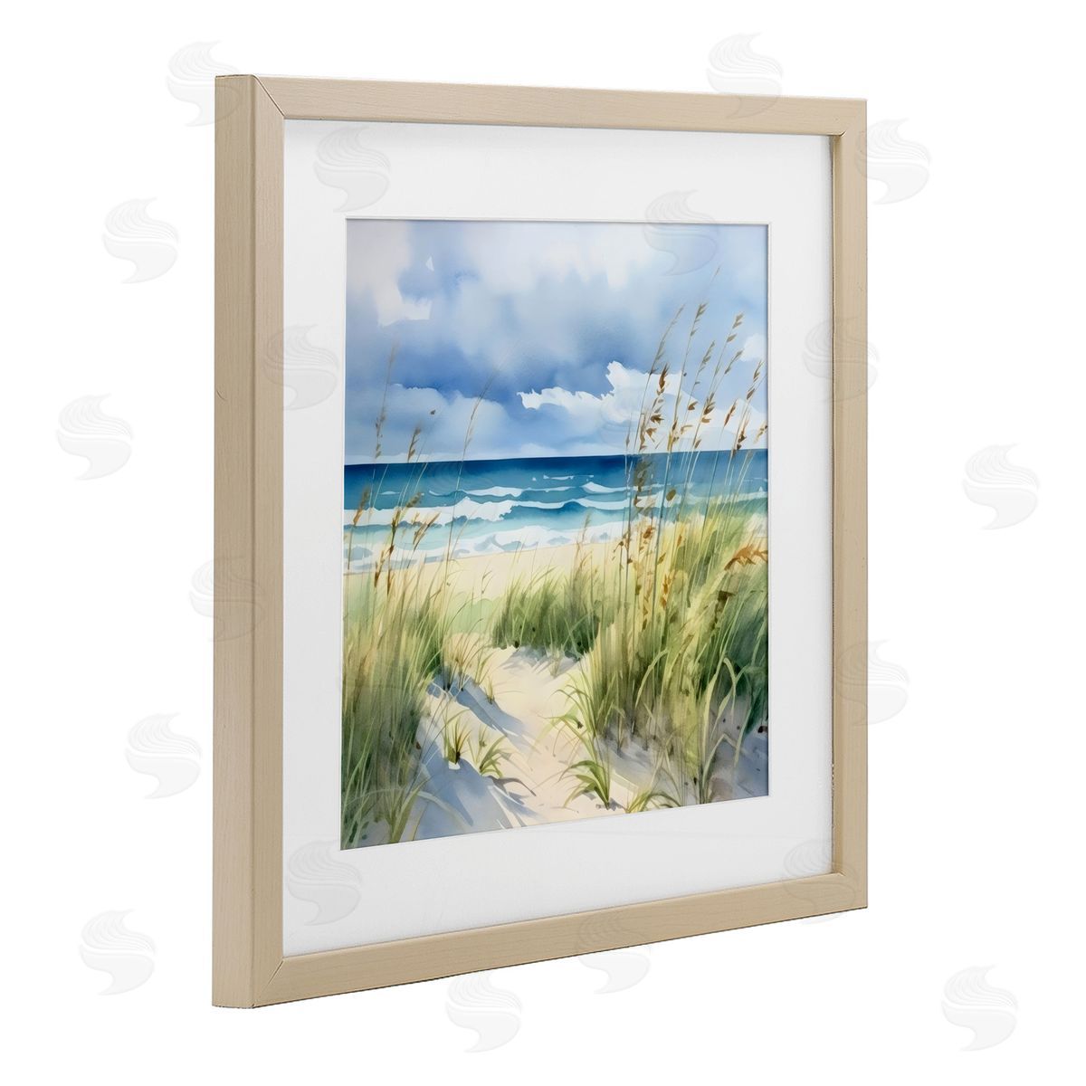 LSR Design Studio Serene Coast with Windblown Breeze Birch Framed Print Under Glass Art