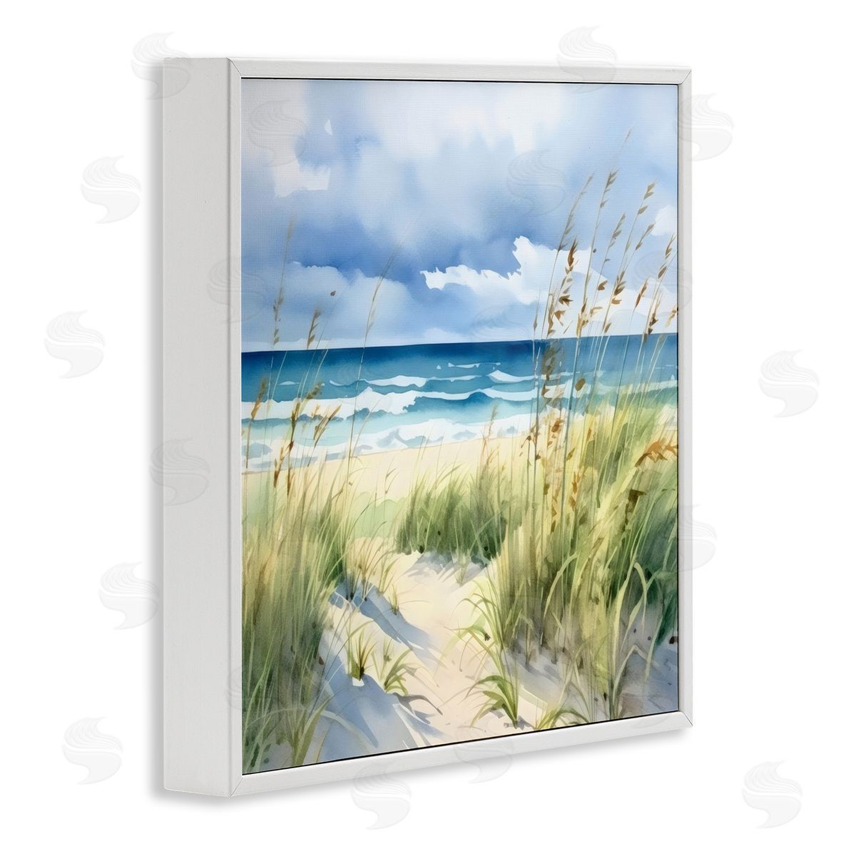 LSR Design Studio Serene Coast with Windblown Breeze White Frame Giclee Art Print