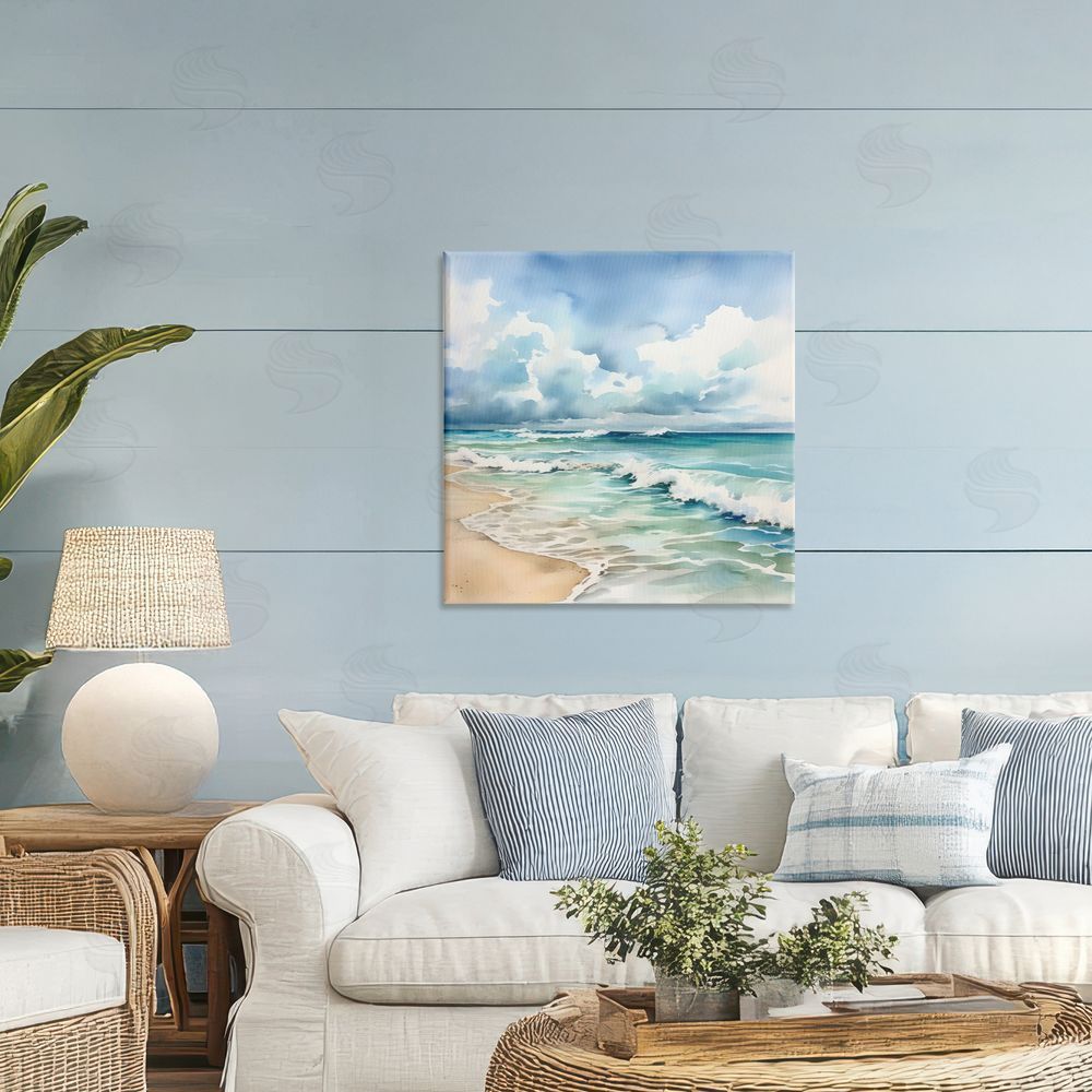 LSR Design Studio Sun Bleached Serene Coast Printed Wall Art in Room