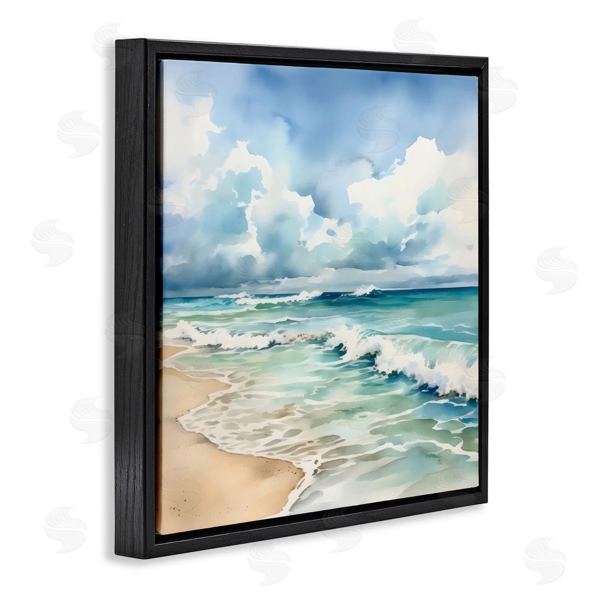 LSR Design Studio Sun Bleached Serene Coast Black Floating Frame Canvas Wall Art Print