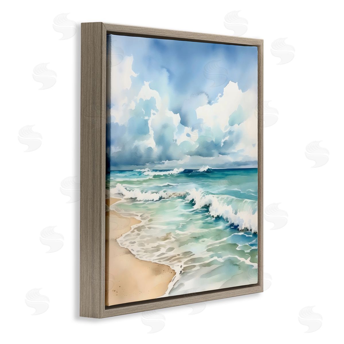 LSR Design Studio Sun Bleached Serene Coast Brown Floating Frame Canvas Art Print