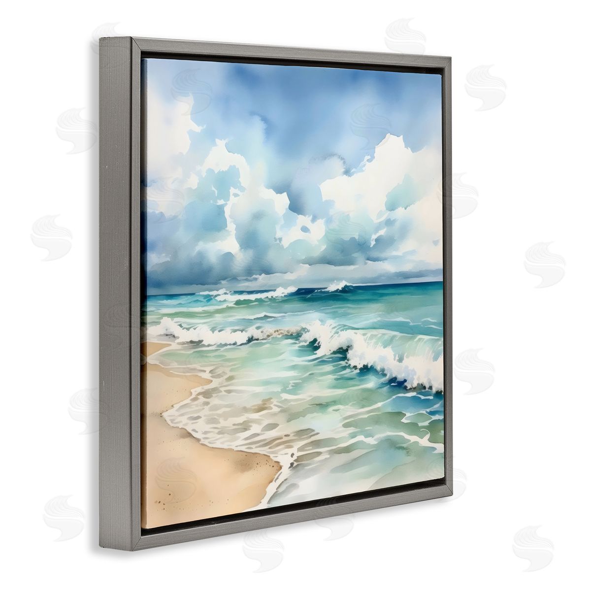 LSR Design Studio Sun Bleached Serene Coast Gray Floating Frame Canvas Art Print