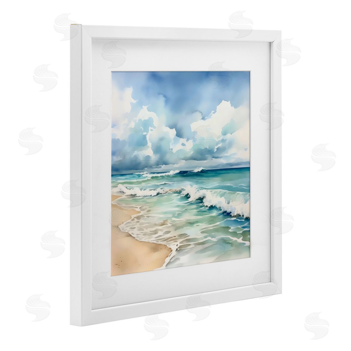 LSR Design Studio Sun Bleached Serene Coast White Framed Print Under Glass Art