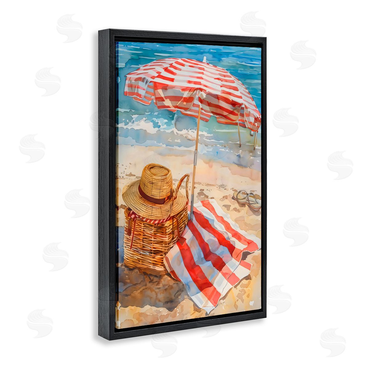 LSR Design Studio Classic Beach Vibe Black Floating Frame Canvas Wall Art Print