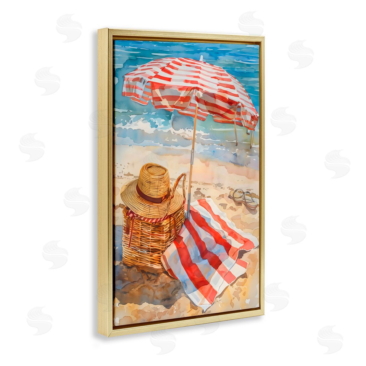 LSR Design Studio Classic Beach Vibe Gold Floating Frame Canvas Art Print