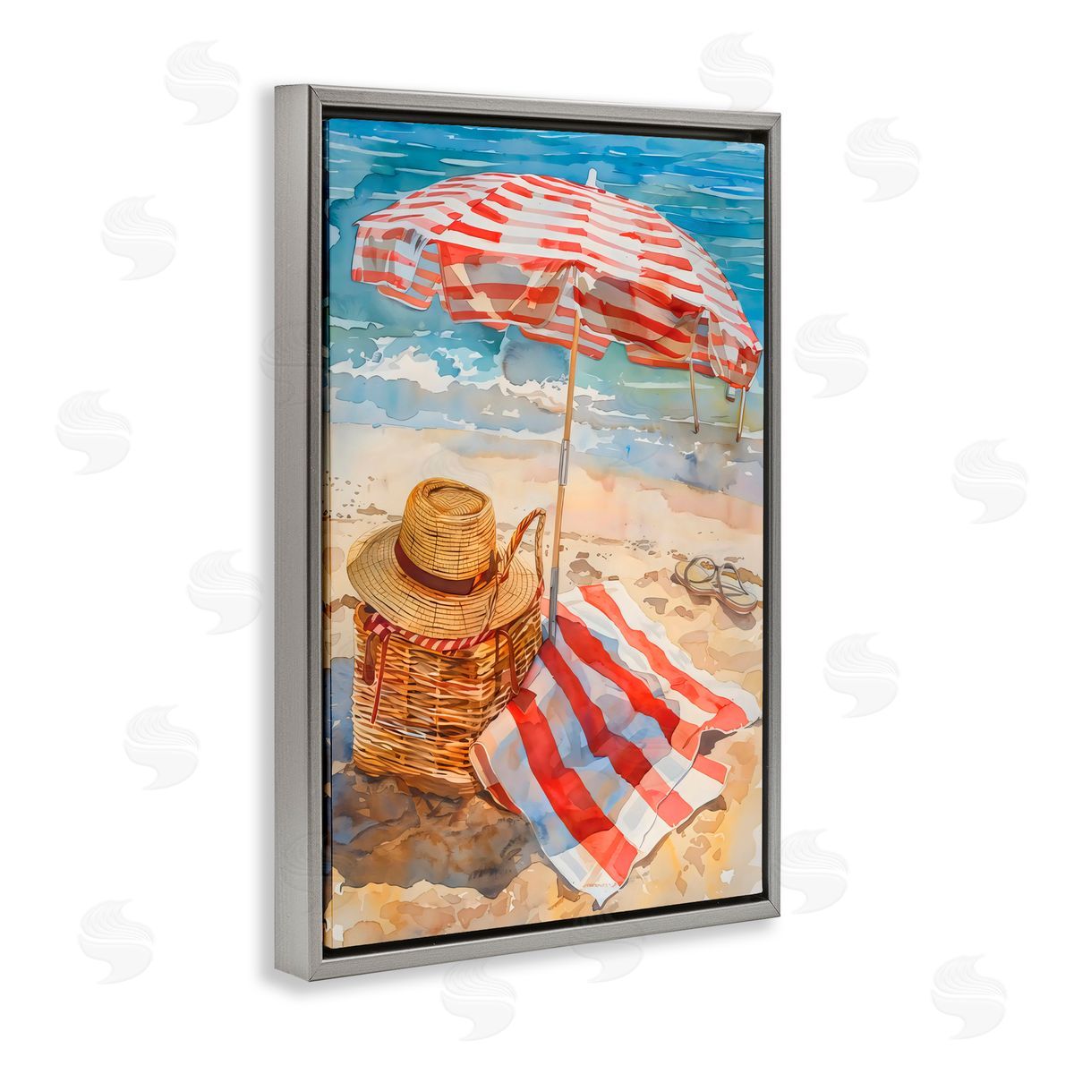 LSR Design Studio Classic Beach Vibe Gray Floating Frame Canvas Art Print