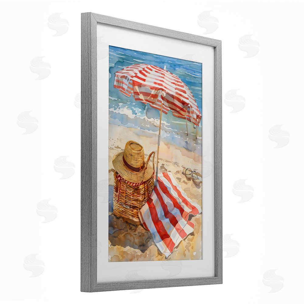 LSR Design Studio Classic Beach Vibe Gray Framed Print Under Glass Art