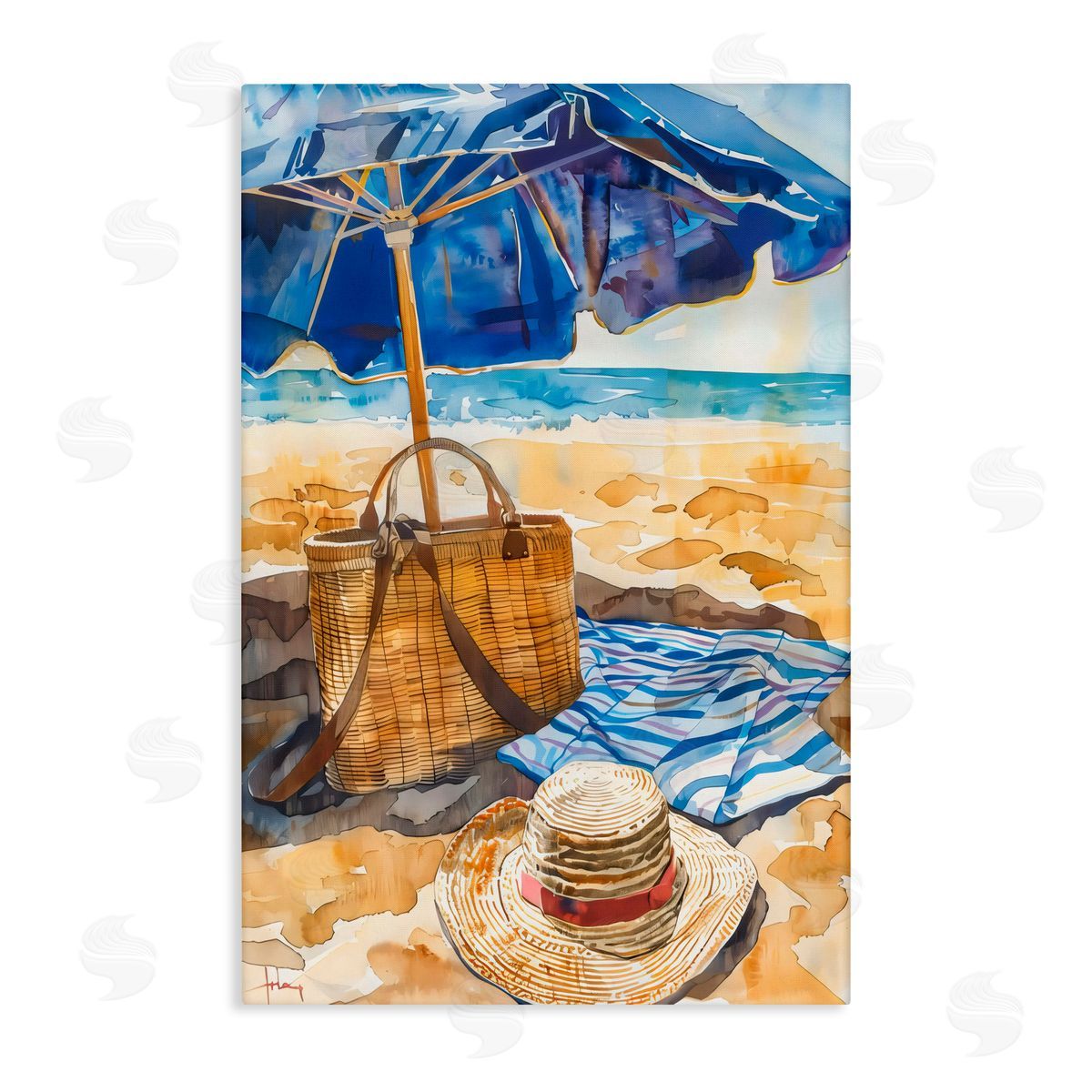 LSR Design Studio Coast Of Watercolor Beach Canvas Wall Art Print