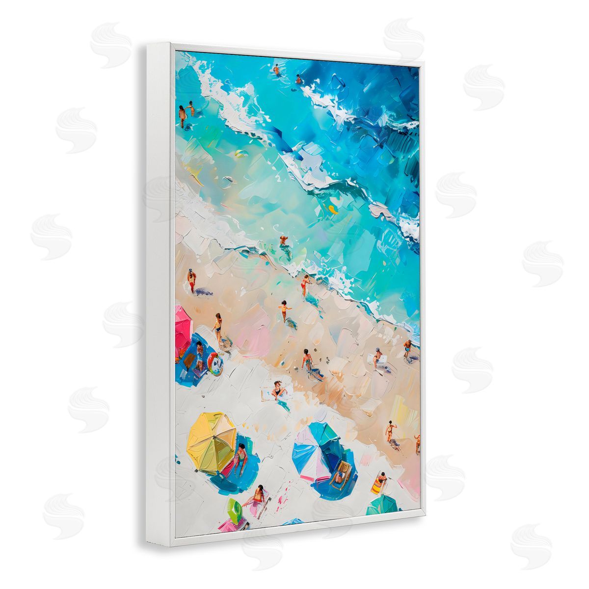 LSR Design Studio Family Beach Fun Day White Frame Giclee Art Print