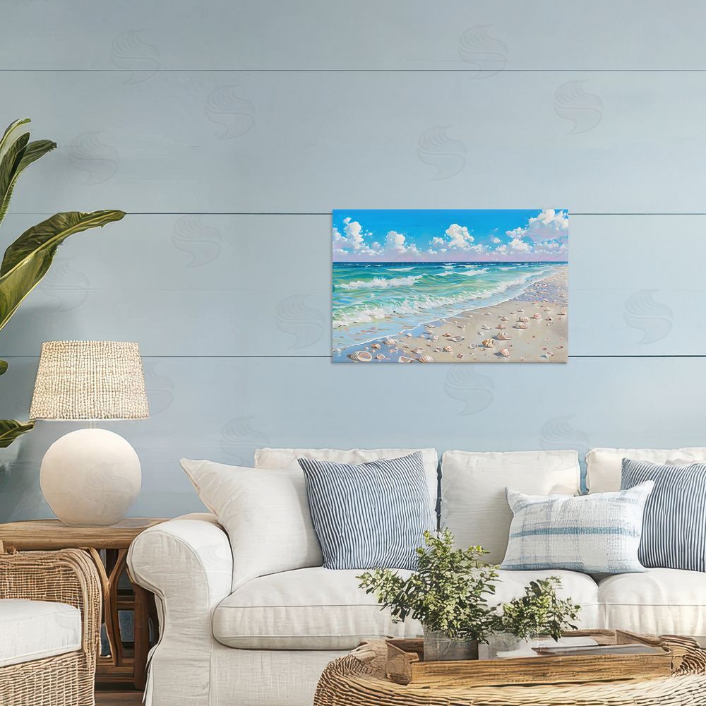 LSR Design Studio Shells Awash on Shore Printed Wall Art in Room