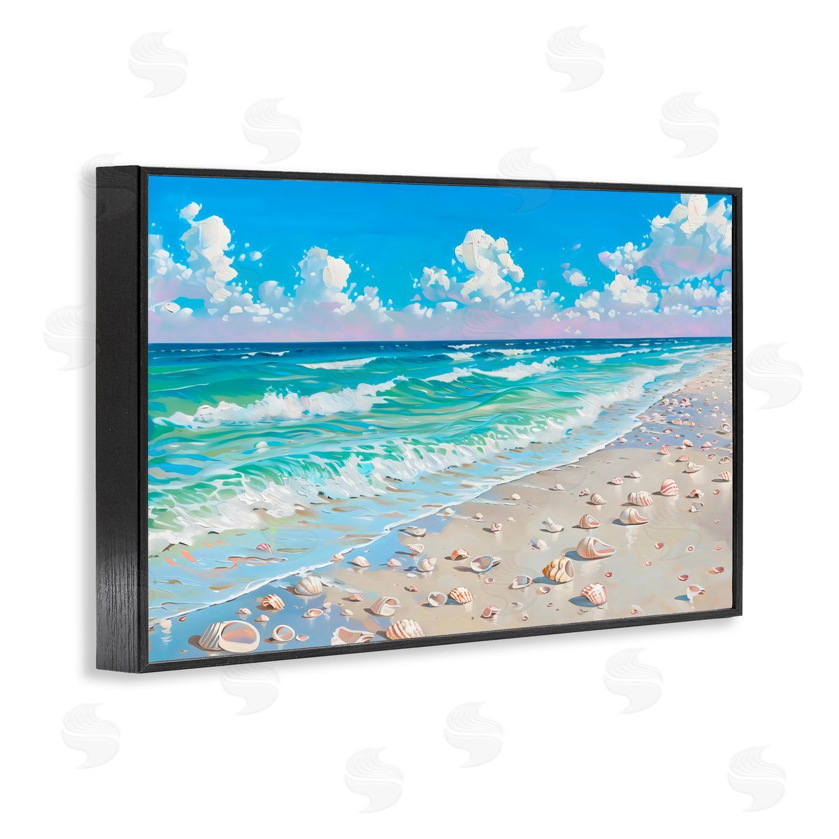 LSR Design Studio Shells Awash on Shore Black Framed Giclee Art Print