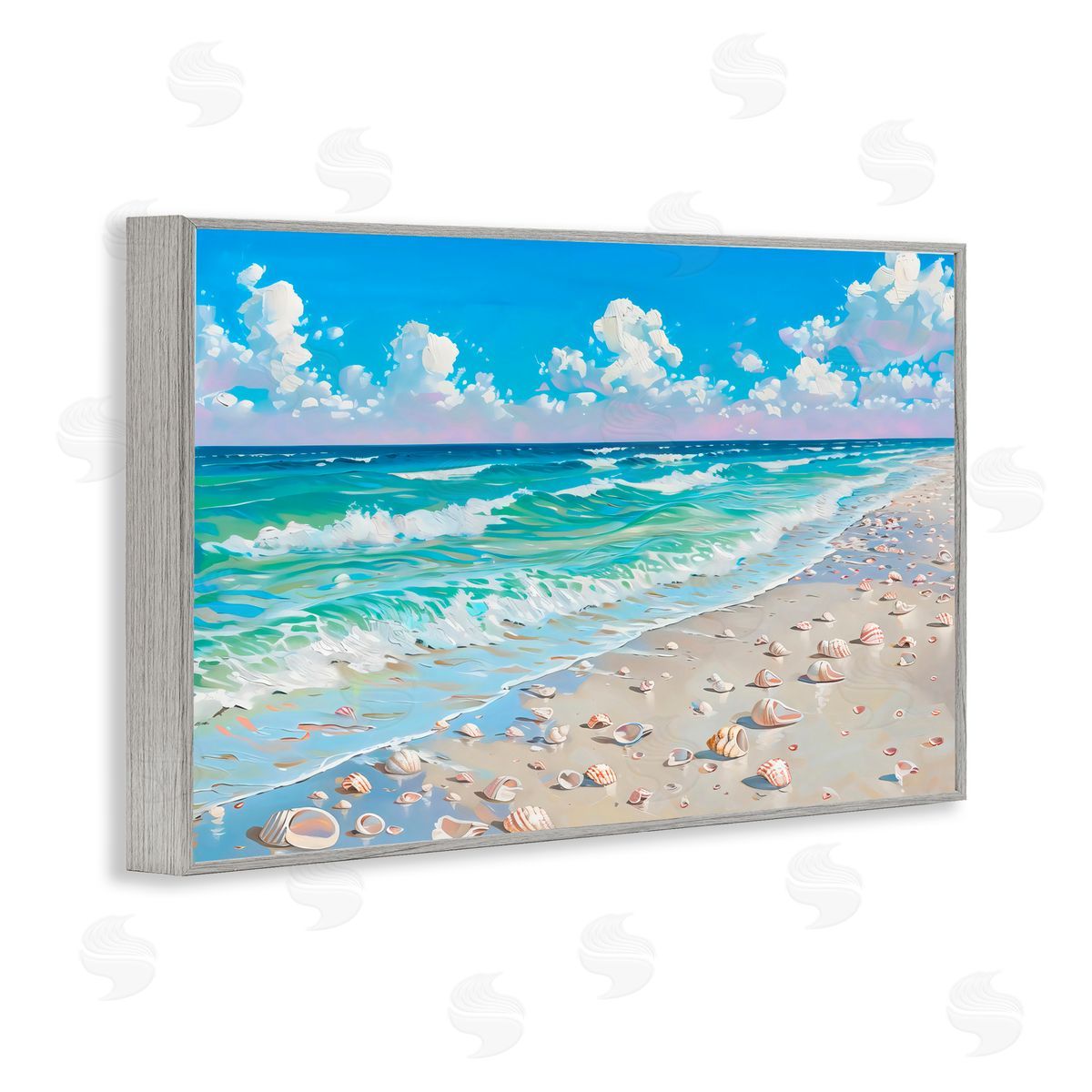 LSR Design Studio Shells Awash on Shore Gray Framed Giclee Art Print