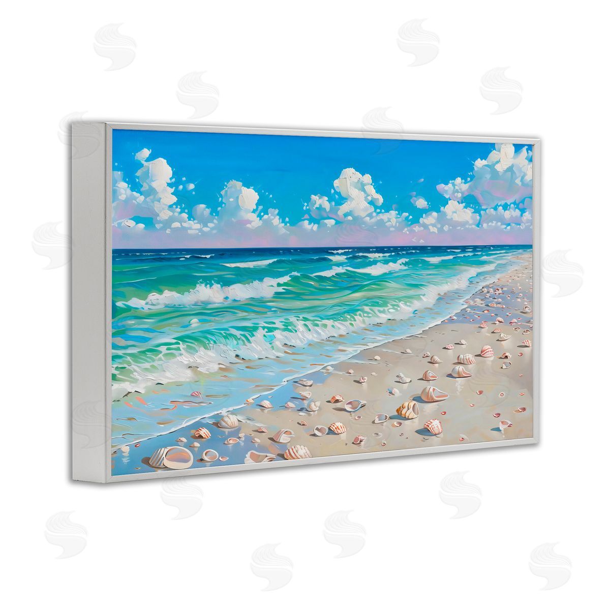 LSR Design Studio Shells Awash on Shore White Frame Giclee Art Print