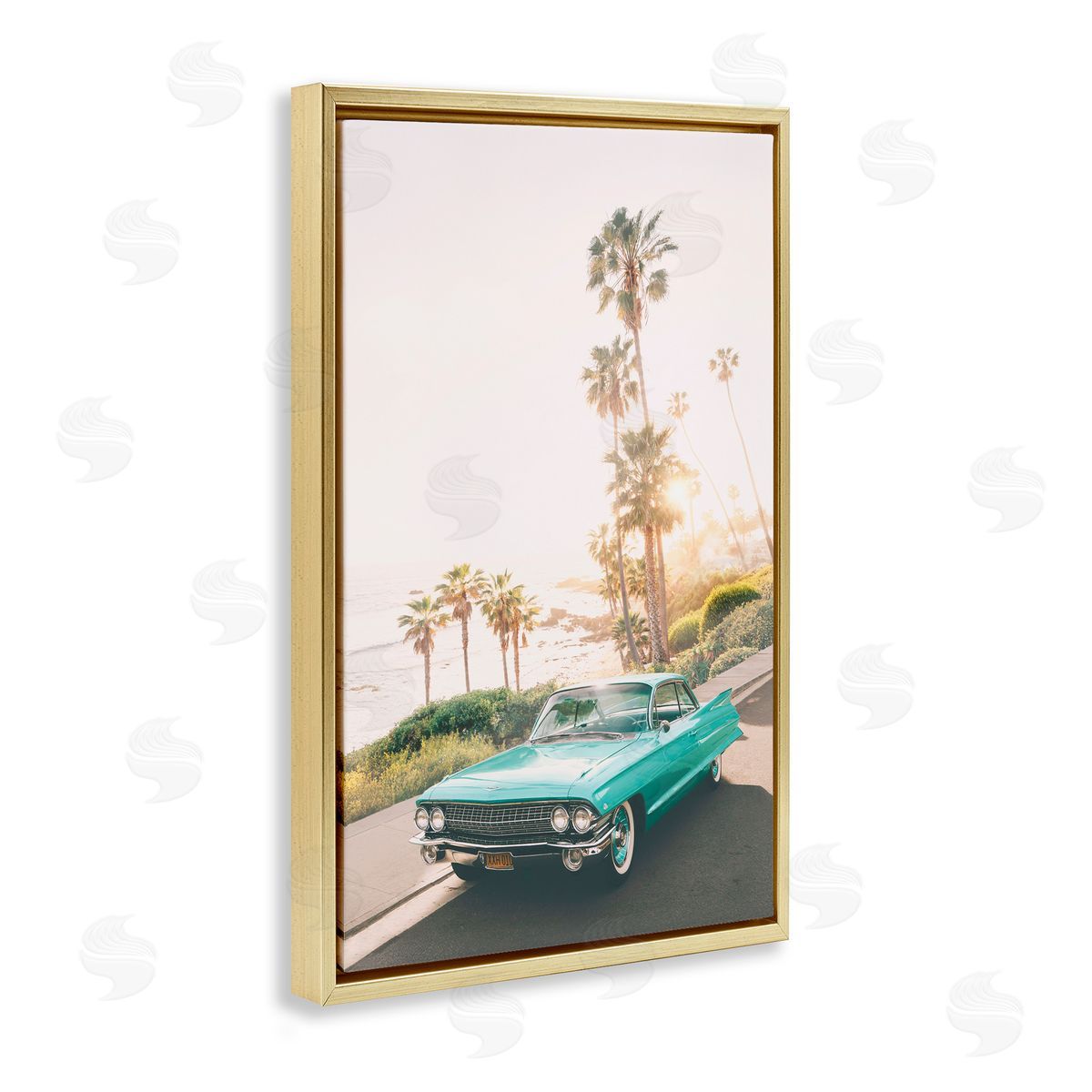 Sisi and Seb Sunlit Malibu Classic Gold Floating Frame Canvas Art Print