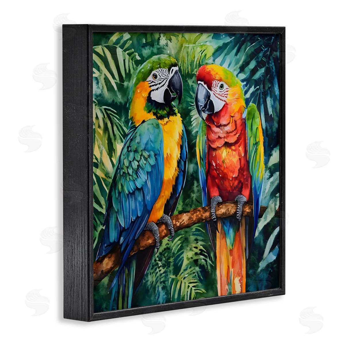 LSR Design Studio Parrot Conversation Perch Black Framed Giclee Art Print