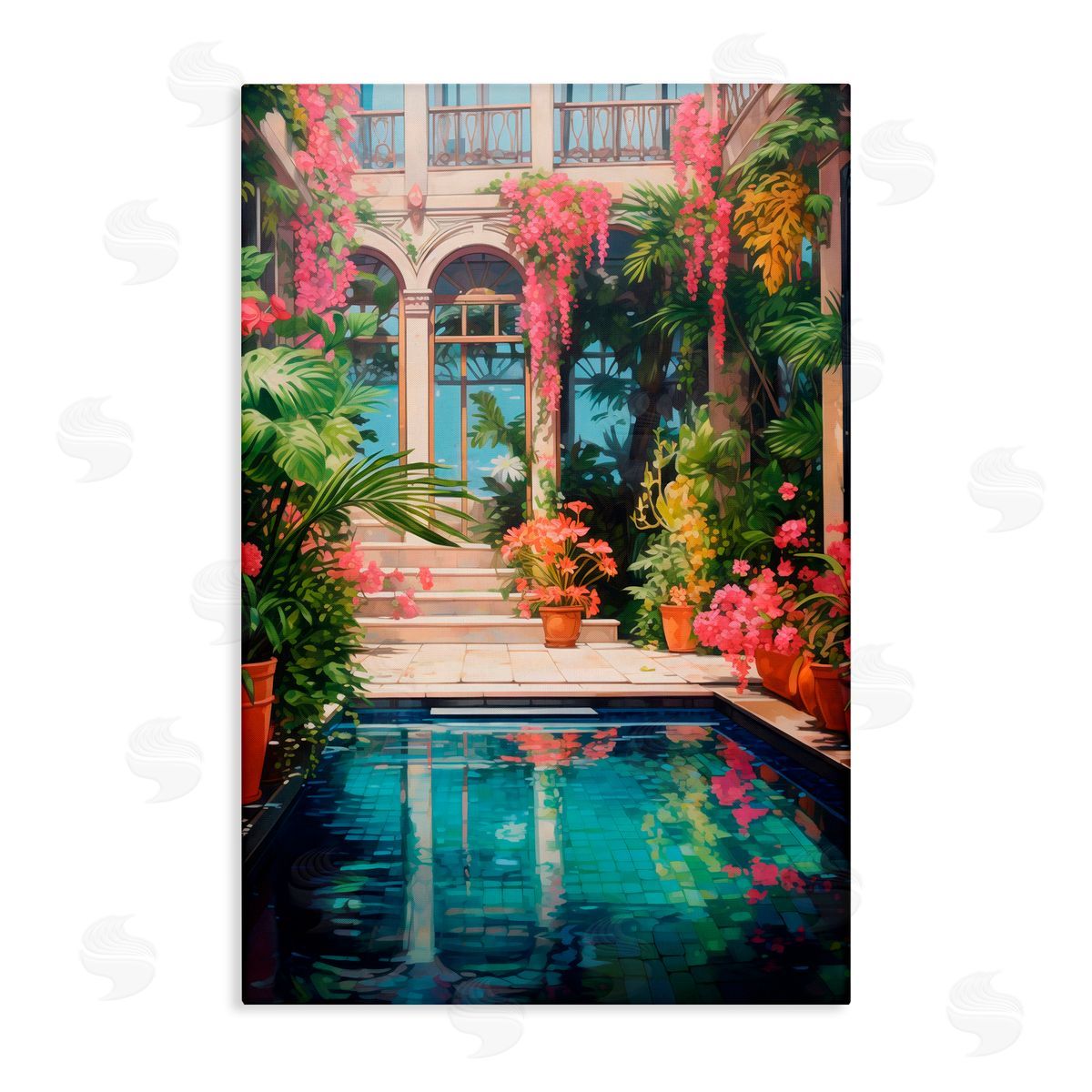 LSR Design Studio Pink Greenhouse Pool Reflection Canvas Wall Art Print