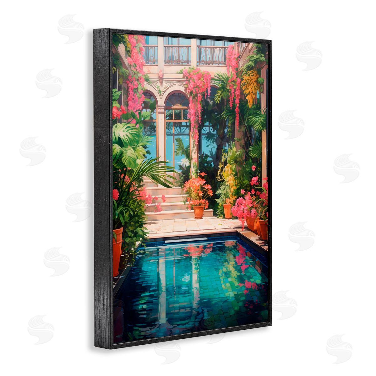 LSR Design Studio Pink Greenhouse Pool Reflection Black Framed Giclee Art Print