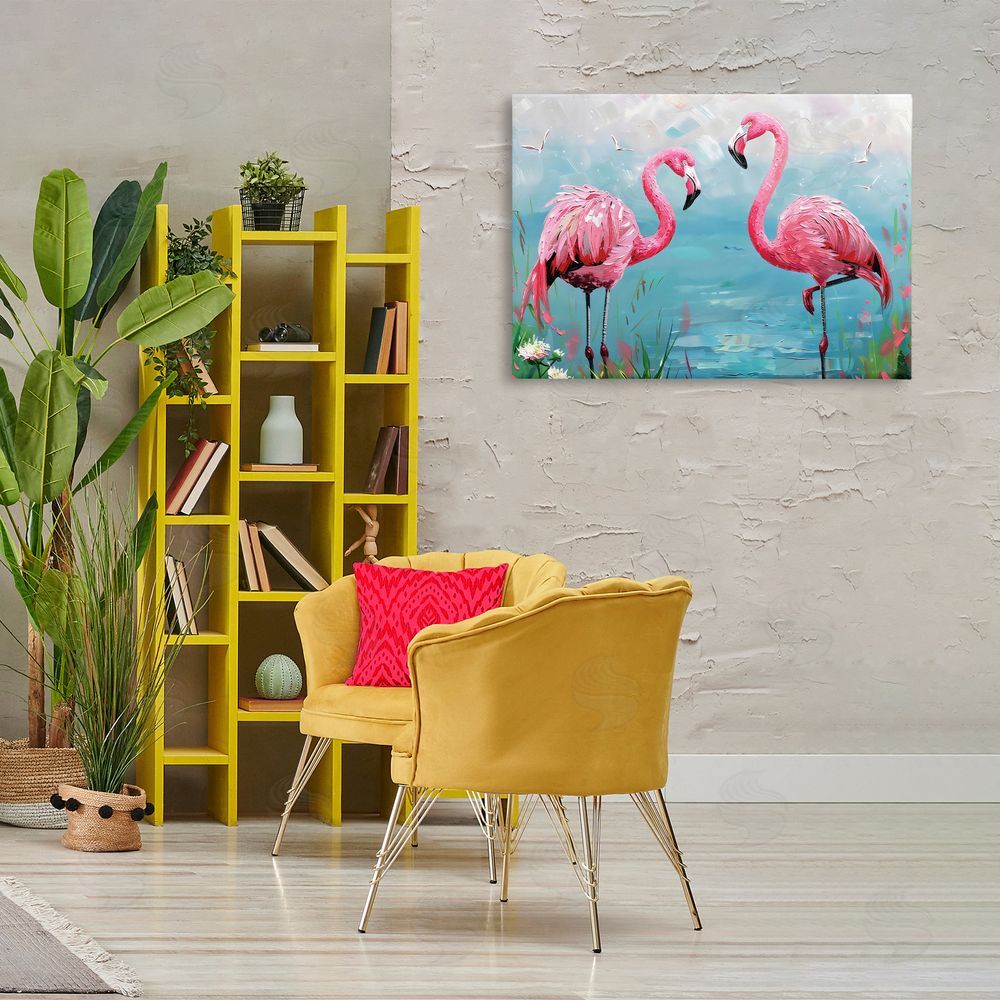 LSR Design Studio Flamingo Lagoon Duo Printed Wall Art in Room