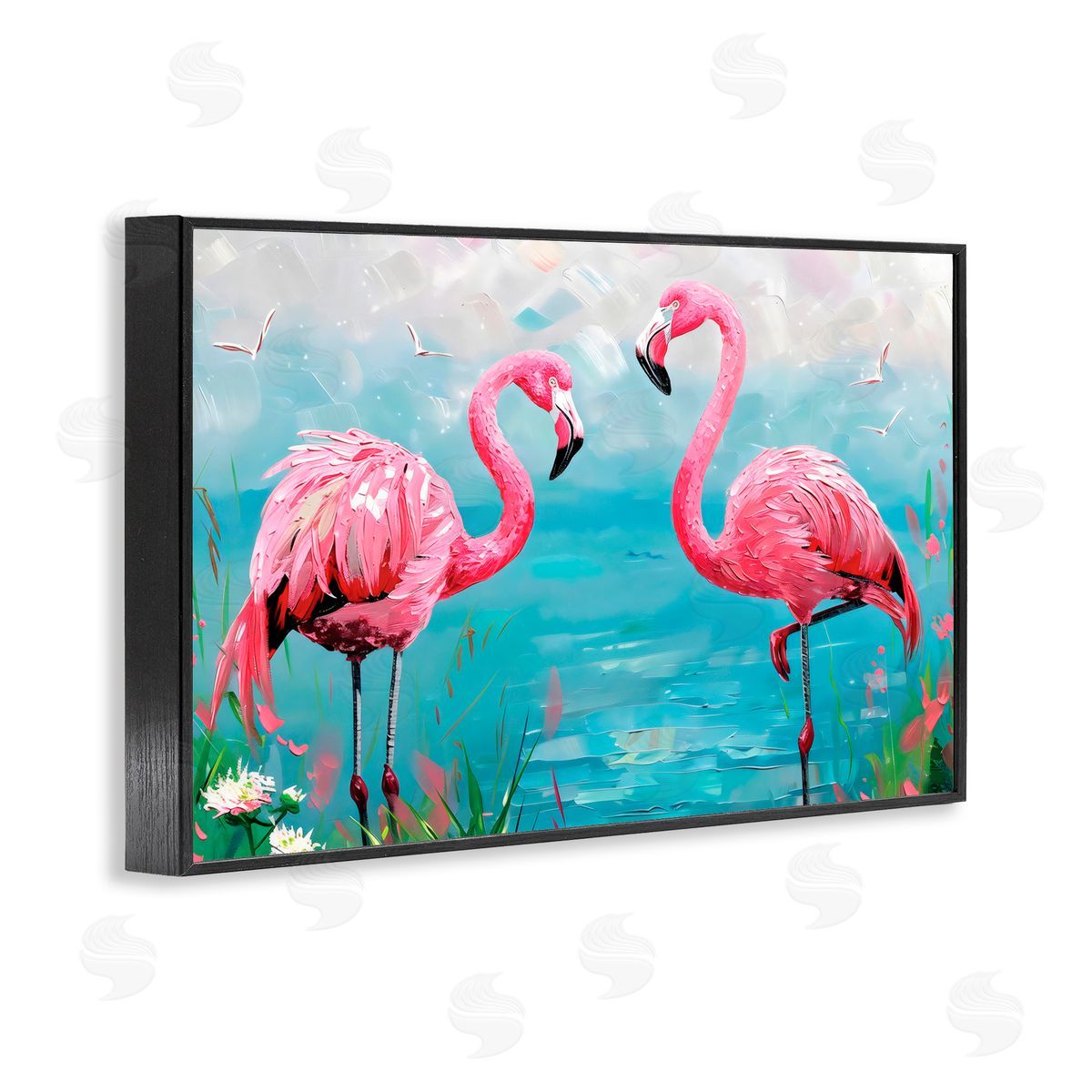 LSR Design Studio Flamingo Lagoon Duo Black Framed Giclee Art Print