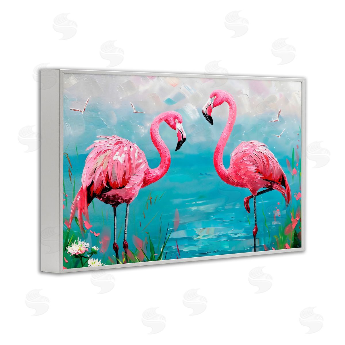 LSR Design Studio Flamingo Lagoon Duo White Frame Giclee Art Print