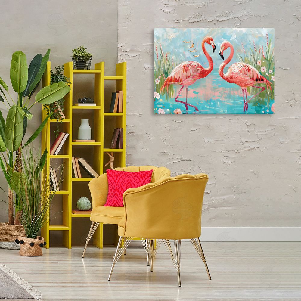 LSR Design Studio Modern Flamingo Love Printed Wall Art in Room