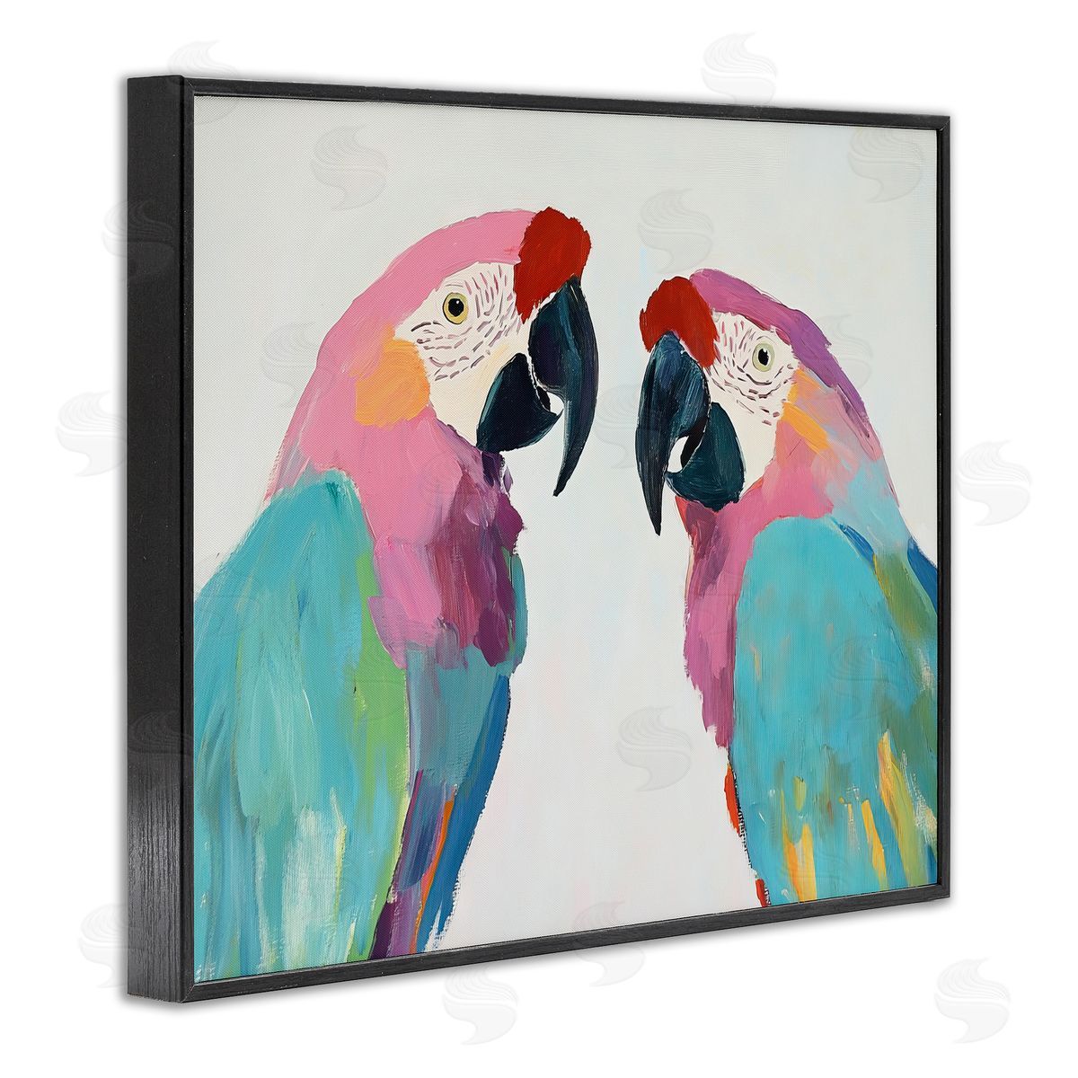 Sisi and Seb Exotic Pastel Macaws Black Framed Giclee Art Print