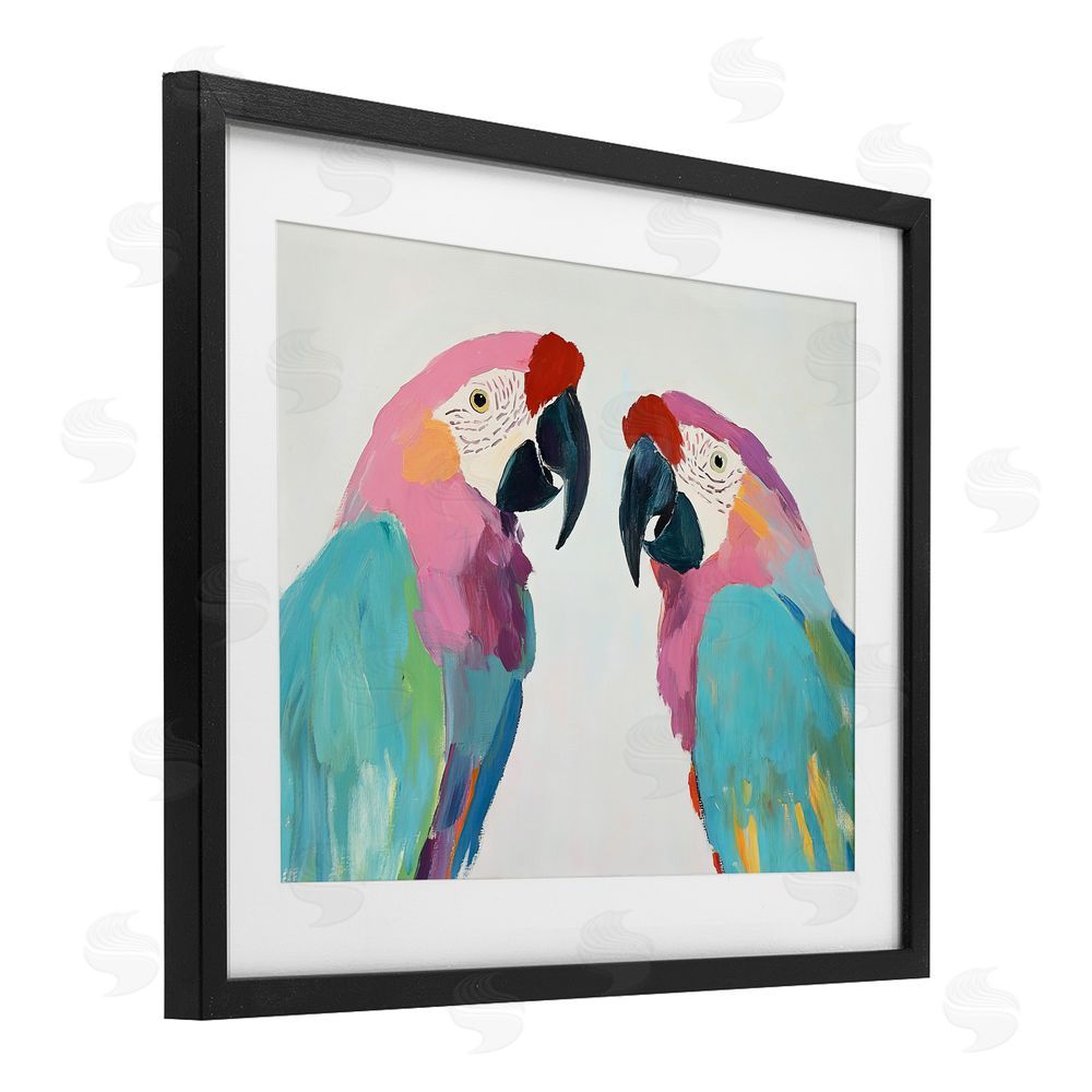 Sisi and Seb Exotic Pastel Macaws Black Framed Print Under Glass Art
