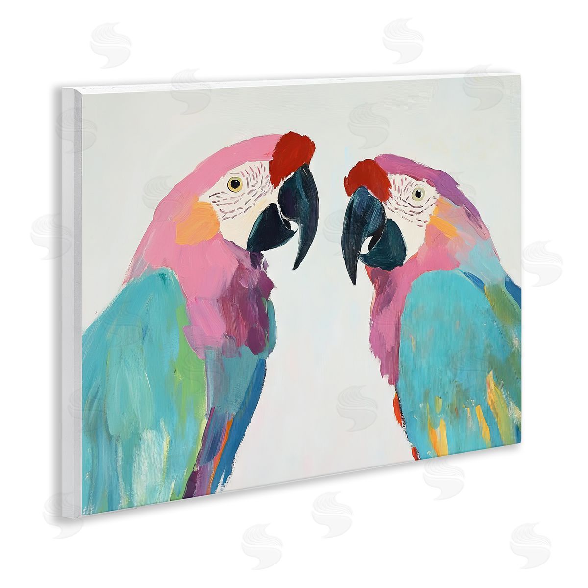 Sisi and Seb Exotic Pastel Macaws Wall Plaque Art Print