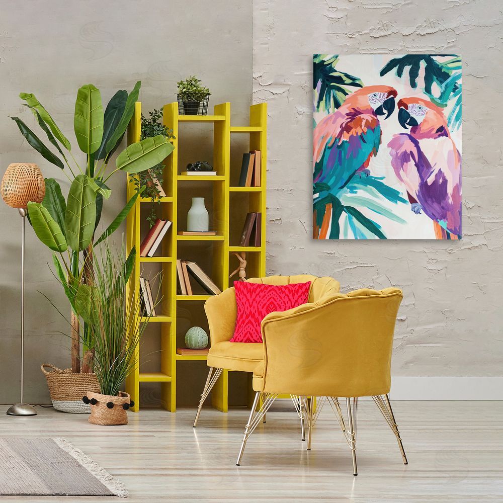 Sisi and Seb Tropical Paradise Macaws Printed Wall Art in Room