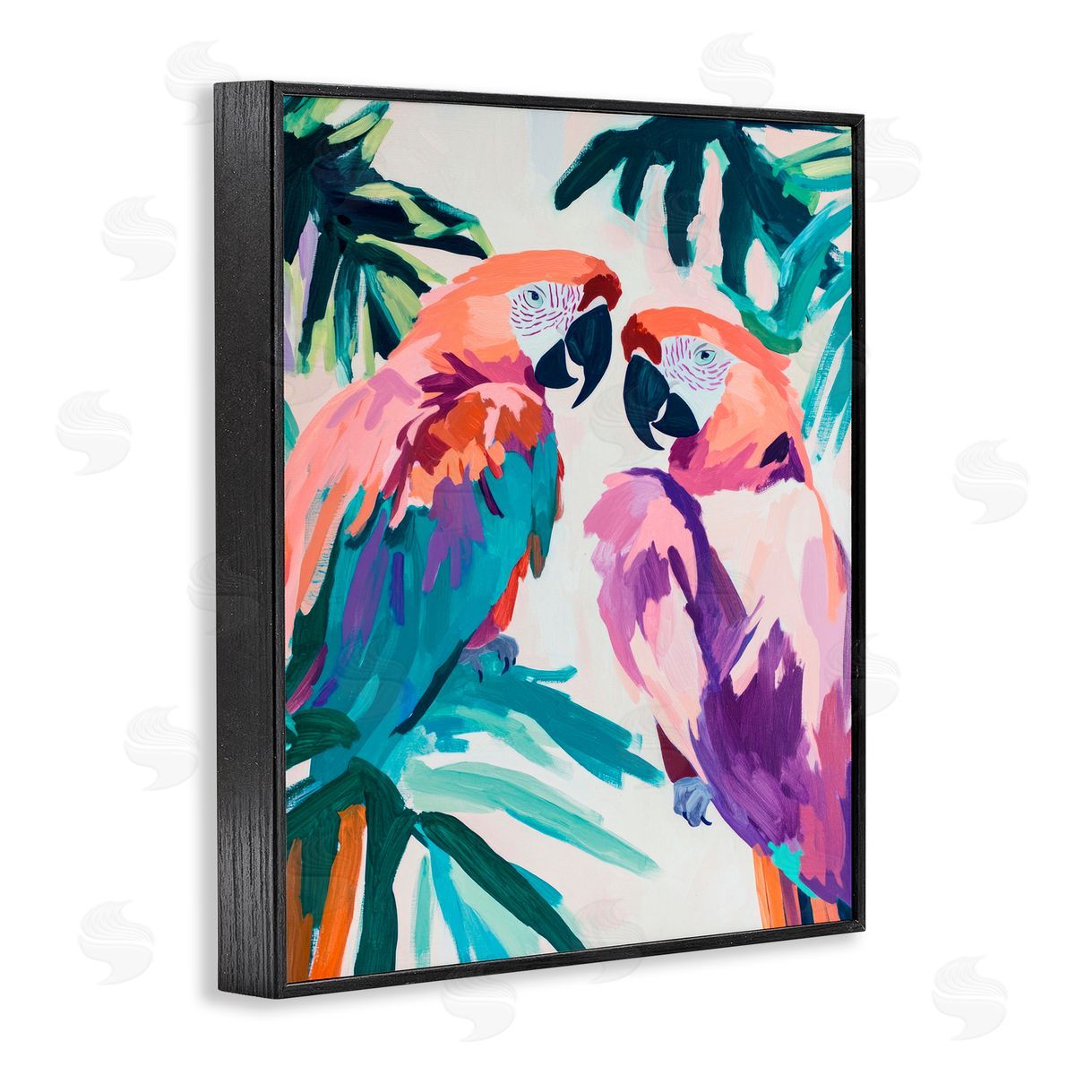 Sisi and Seb Tropical Paradise Macaws Black Framed Giclee Art Print