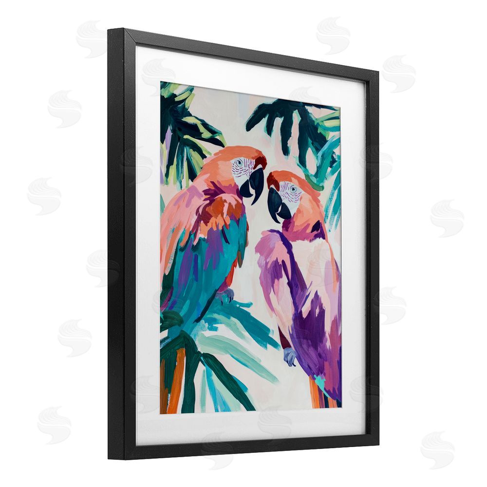 Sisi and Seb Tropical Paradise Macaws Black Framed Print Under Glass Art
