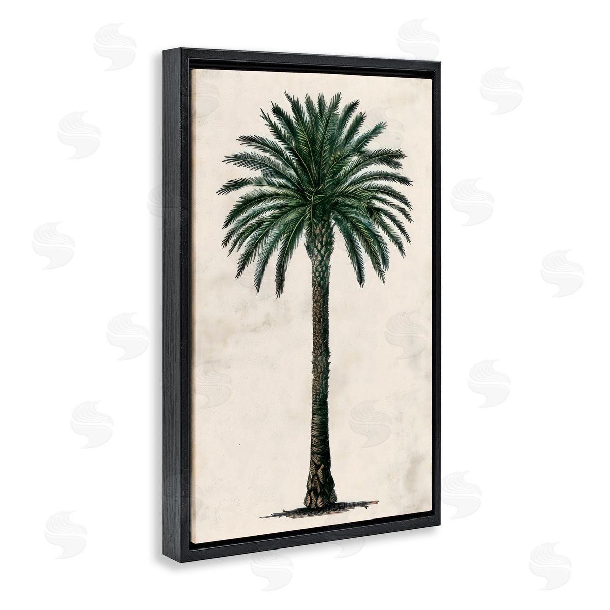 LSR Design Studio Botanical Rounded Palm Tree Black Floating Frame Canvas Wall Art Print