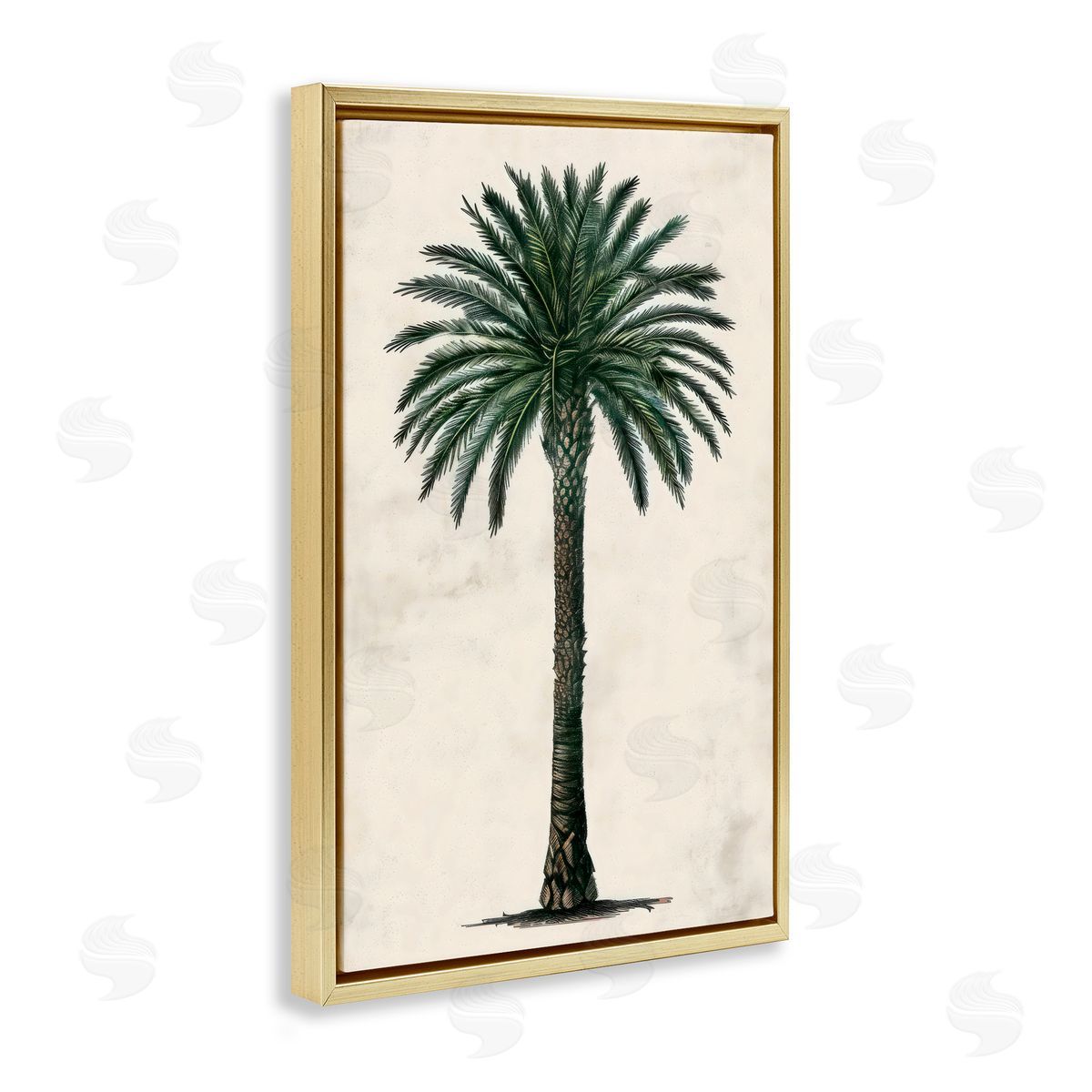 LSR Design Studio Botanical Rounded Palm Tree Gold Floating Frame Canvas Art Print