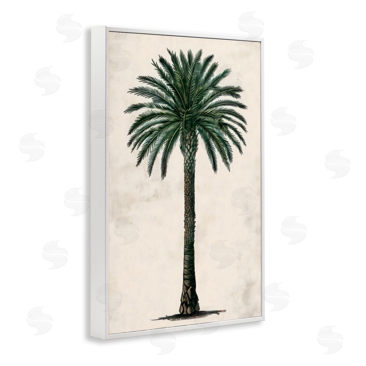 LSR Design Studio Botanical Rounded Palm Tree White Frame Giclee Art Print