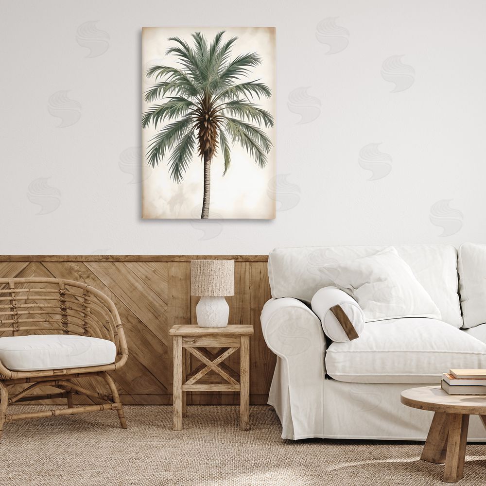 LSR Design Studio Centered Feathered Palm Printed Wall Art in Room