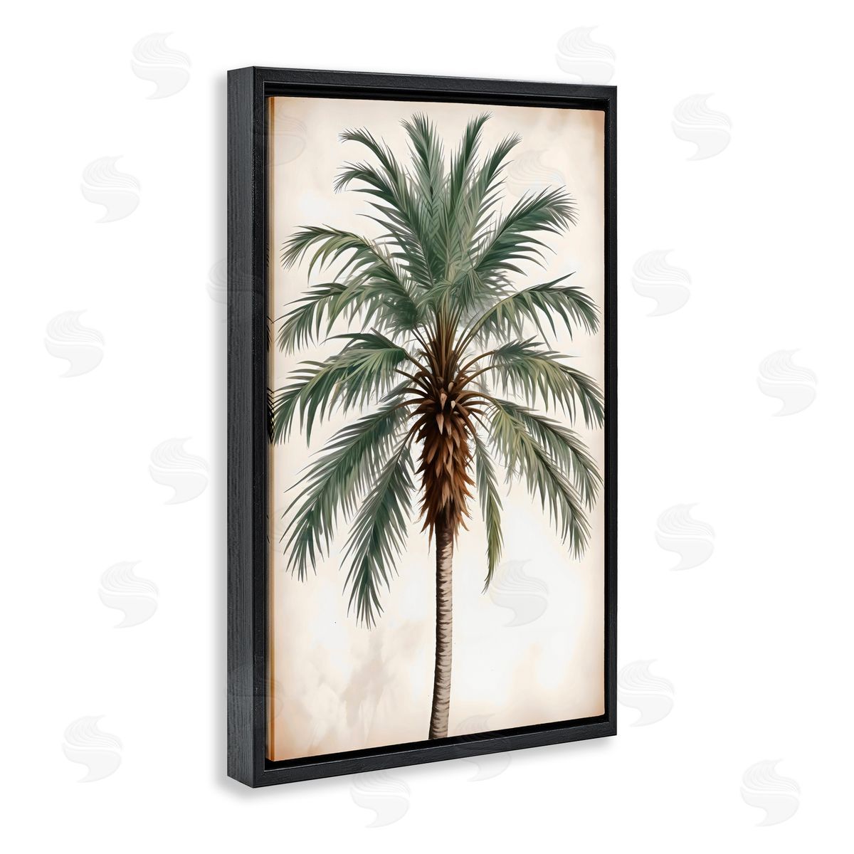 LSR Design Studio Centered Feathered Palm Black Floating Frame Canvas Wall Art Print