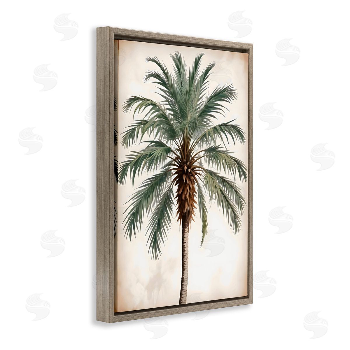 LSR Design Studio Centered Feathered Palm Brown Floating Frame Canvas Art Print