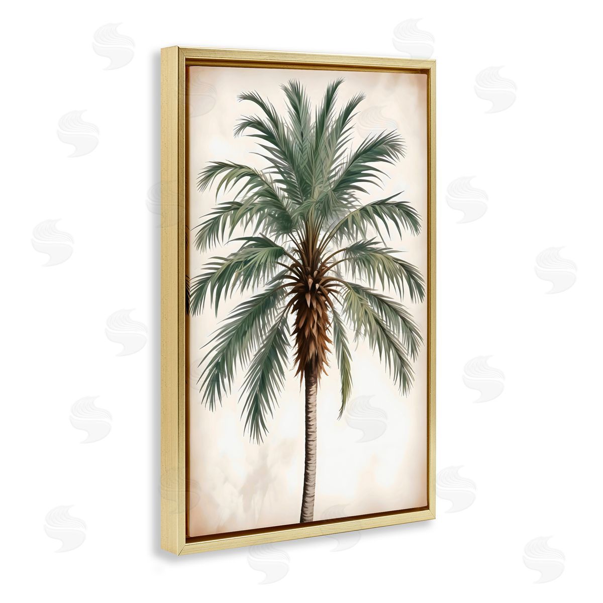 LSR Design Studio Centered Feathered Palm Gold Floating Frame Canvas Art Print