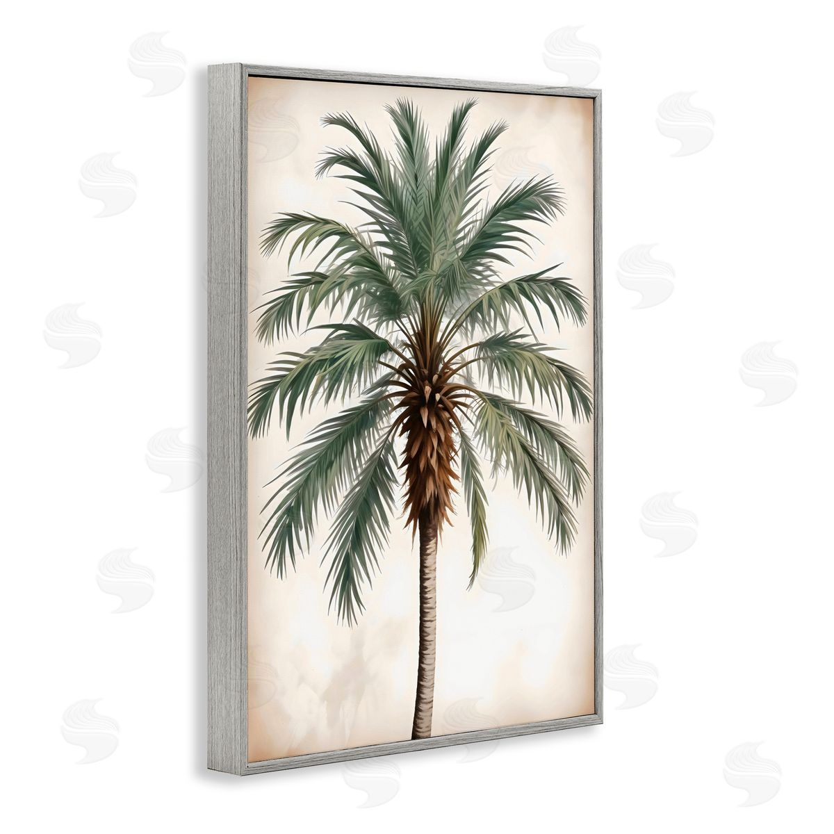 LSR Design Studio Centered Feathered Palm Gray Framed Giclee Art Print