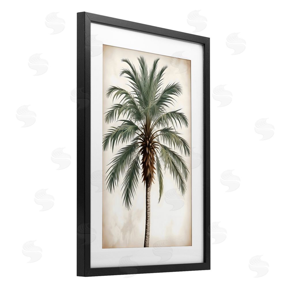 LSR Design Studio Centered Feathered Palm Black Framed Print Under Glass Art