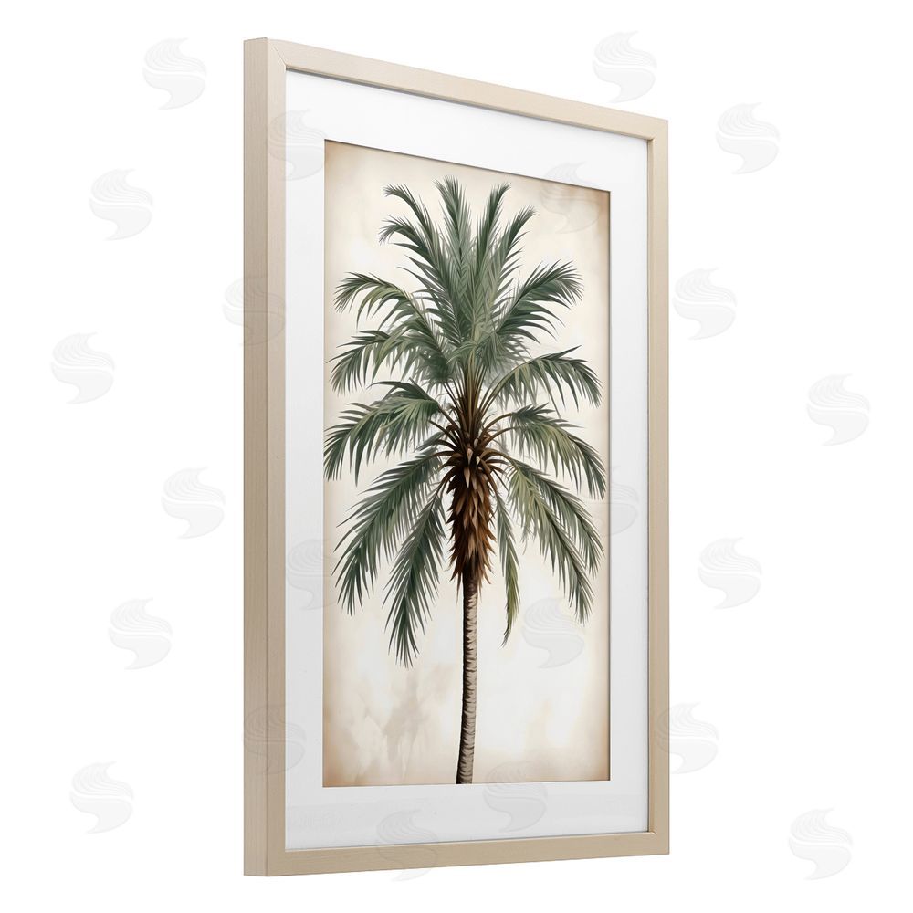 LSR Design Studio Centered Feathered Palm Birch Framed Print Under Glass Art