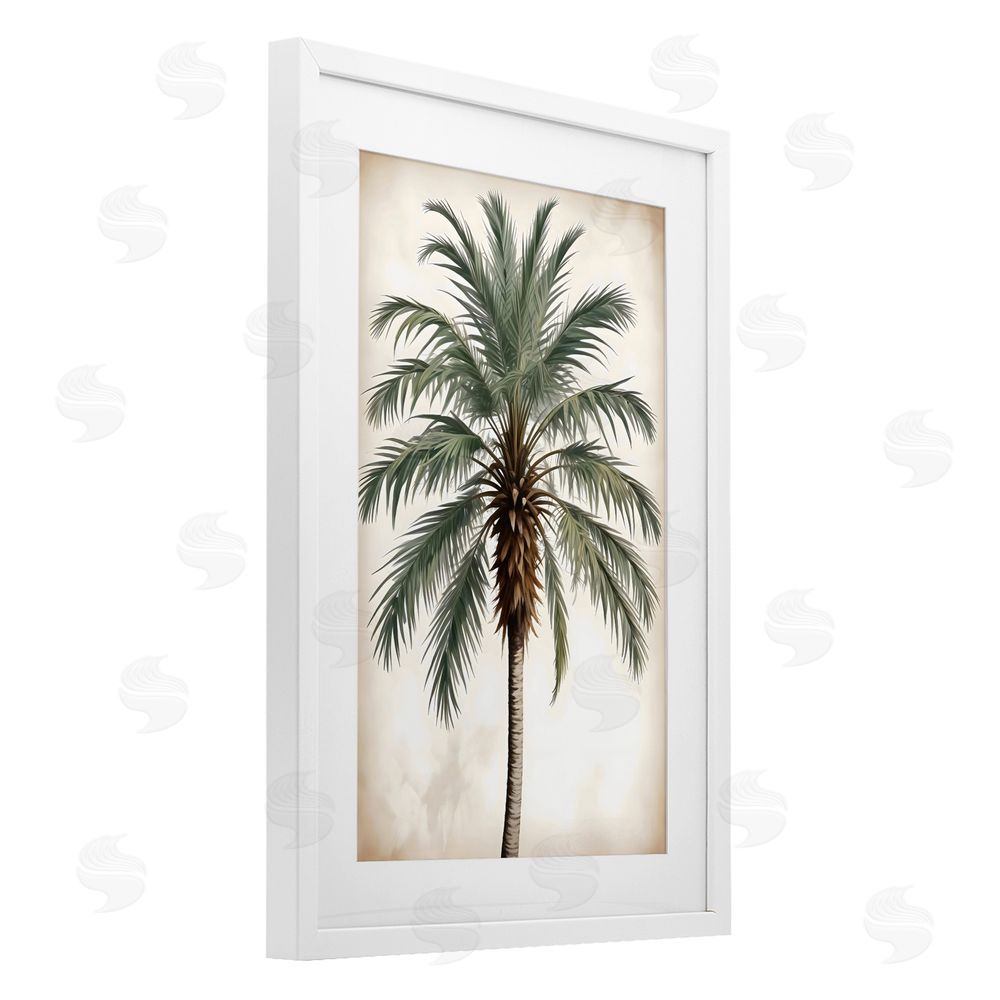 LSR Design Studio Centered Feathered Palm White Framed Print Under Glass Art